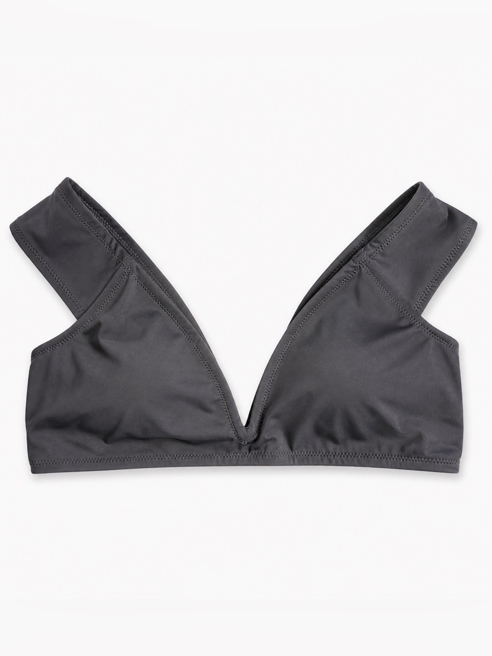 SKIMS sculpting swim off the shoulder top in gunmetal